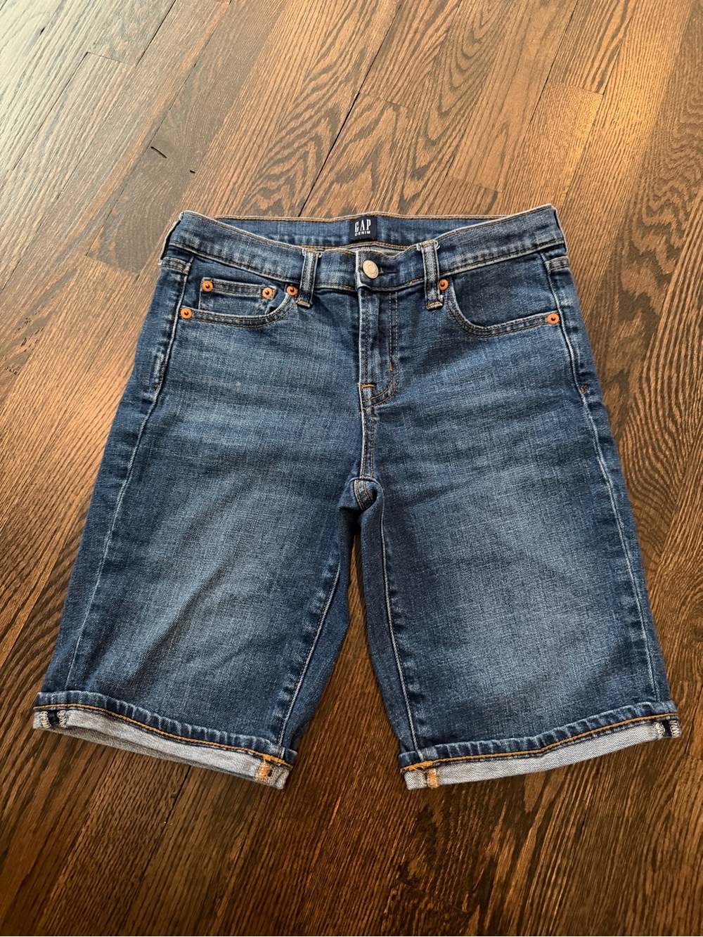 GAP Denim Bermuda Shorts - Navy Blue with White Print